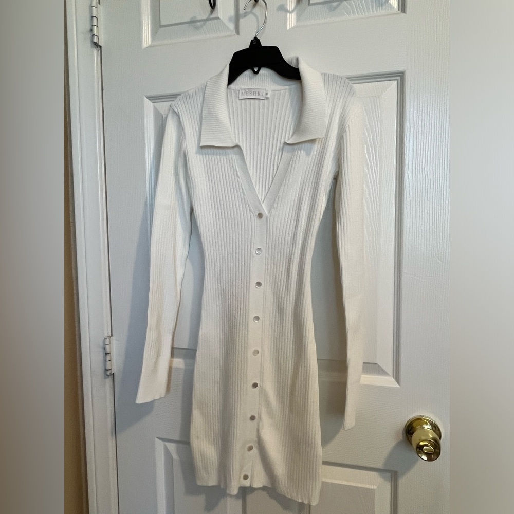Amae Long Sleeve Mini Dress - White Meshki